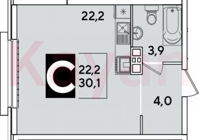 Продажа студии, 30.1 кв.м фото 0 Продажа студии, 30.1 кв.м фото 0