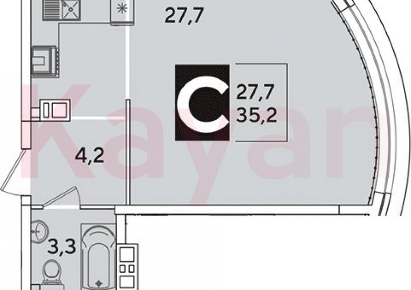 Продажа студии, 35.2 кв.м фото 0 Продажа студии, 35.2 кв.м фото 0