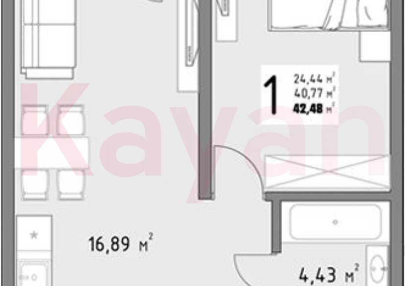 Продажа 1-комн. квартиры, 40.77 кв.м фото 0 Продажа 1-комн. квартиры, 40.77 кв.м фото 0