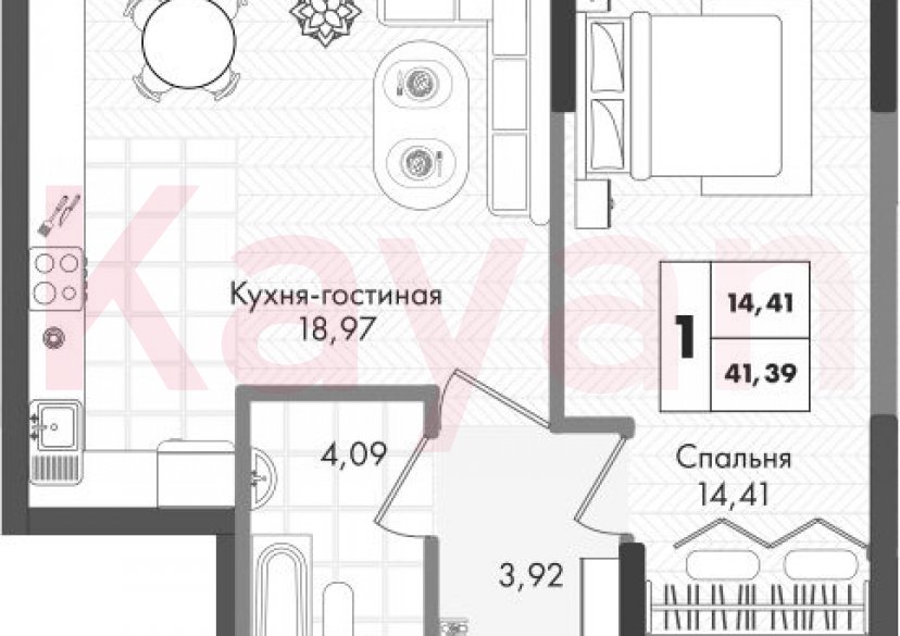 Продажа 2-комн. квартиры, 41.39 кв.м фото 0 Продажа 2-комн. квартиры, 41.39 кв.м фото 0