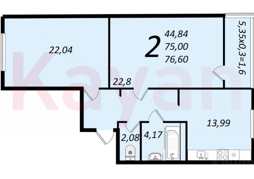 Продажа 2-комн. квартиры, 76 кв.м фото 15