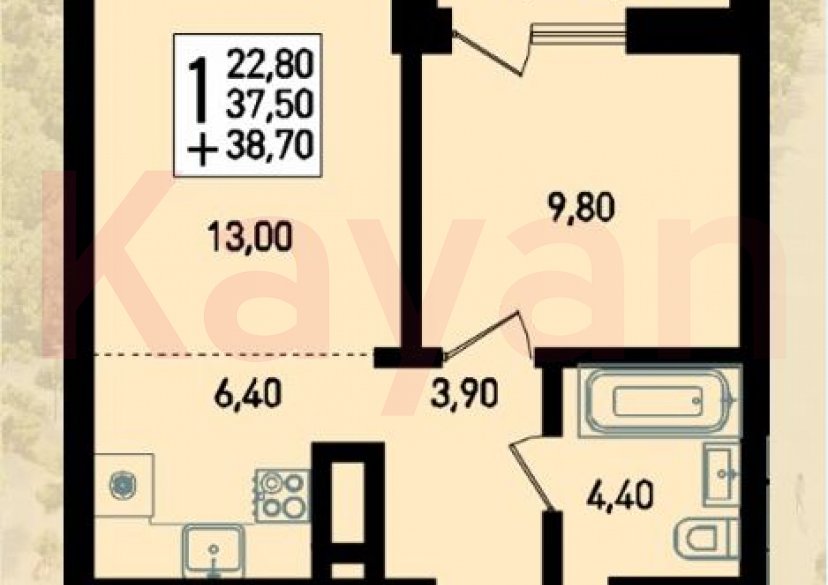 Продажа 1-комн. квартиры, 38.7 кв.м фото 6