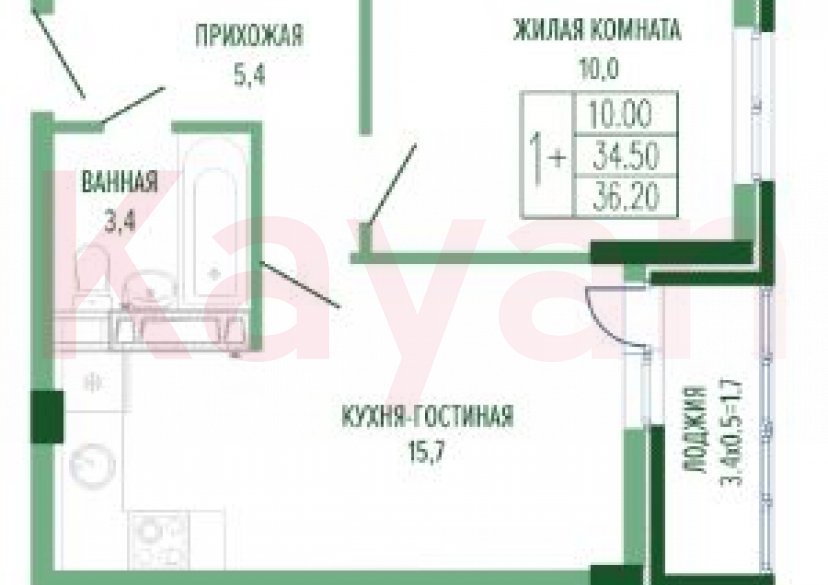 Продажа 1-комн. квартиры, 36.2 кв.м фото 7