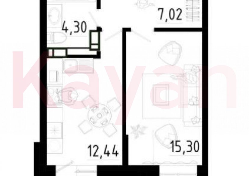 Продажа 1-комн. квартиры, 43.79 кв.м фото 0