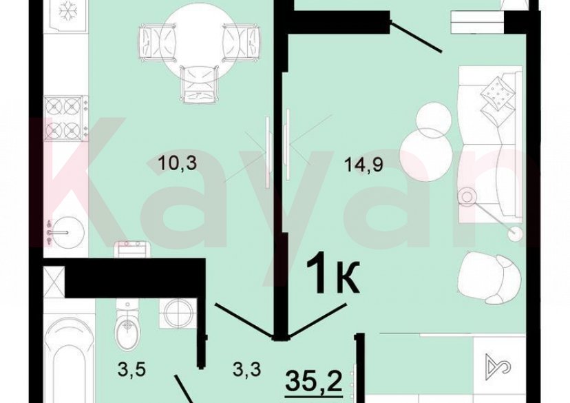 Продажа 1-комн. квартиры, 35.2 кв.м фото 4