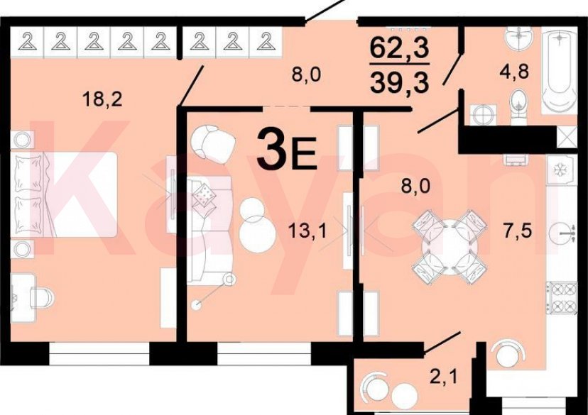 Продажа 3-комн. квартиры, 62.3 кв.м фото 4