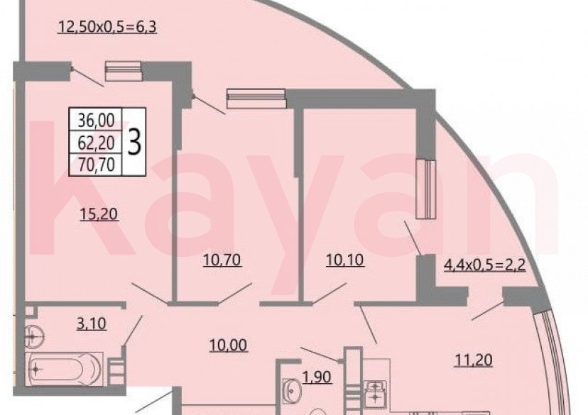 Продажа 3-комн. квартиры, 70.7 кв.м фото 11