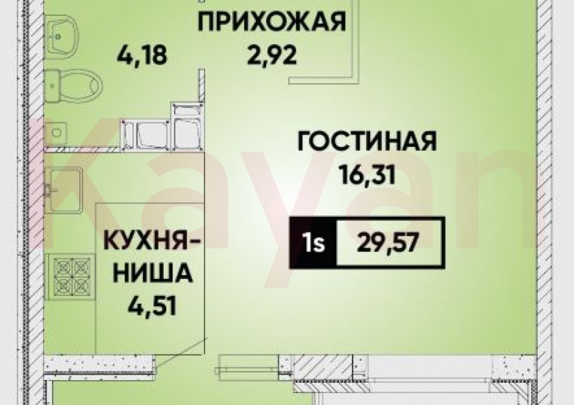 Продажа студии, 29.57 кв.м фото 7