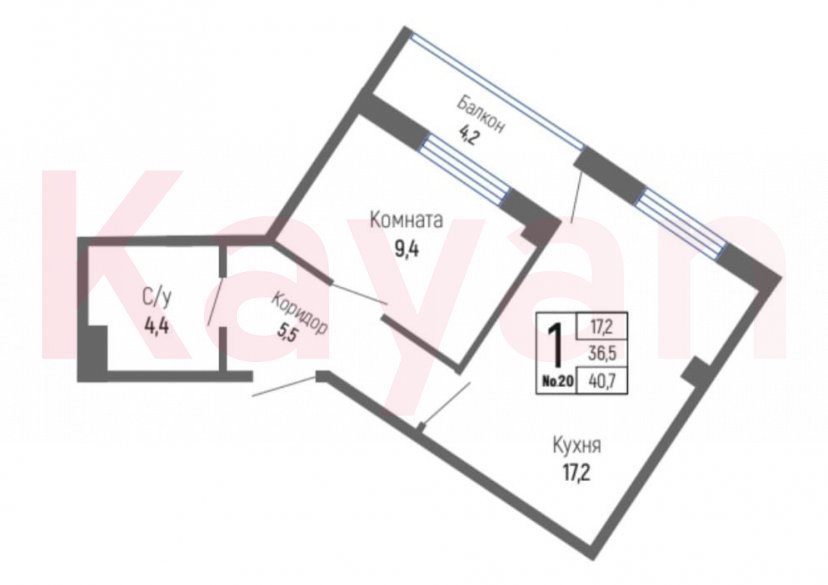 Продажа 1-комн. квартиры, 40.7 кв.м фото 7