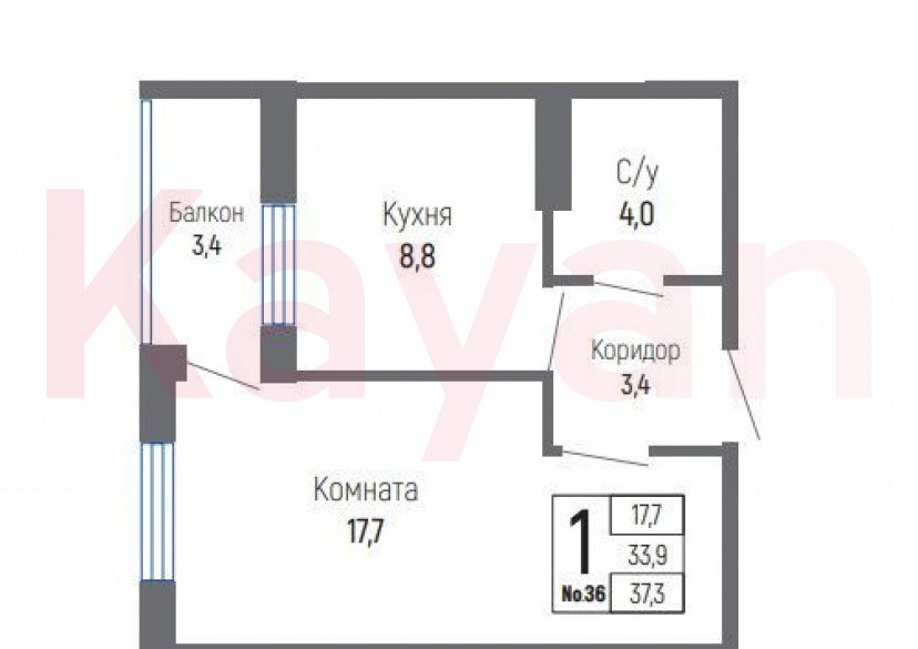 Продажа 1-комн. квартиры, 36.4 кв.м фото 18