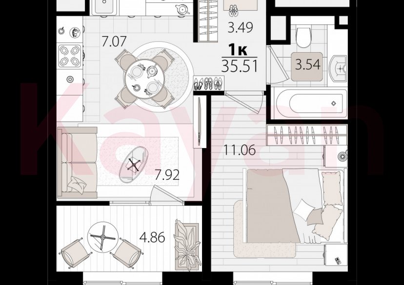 Продажа 1-комн. квартиры, 35.51 кв.м фото 4