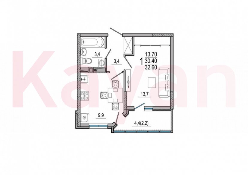 Продажа 1-комн. квартиры, 30.4 кв.м фото 6