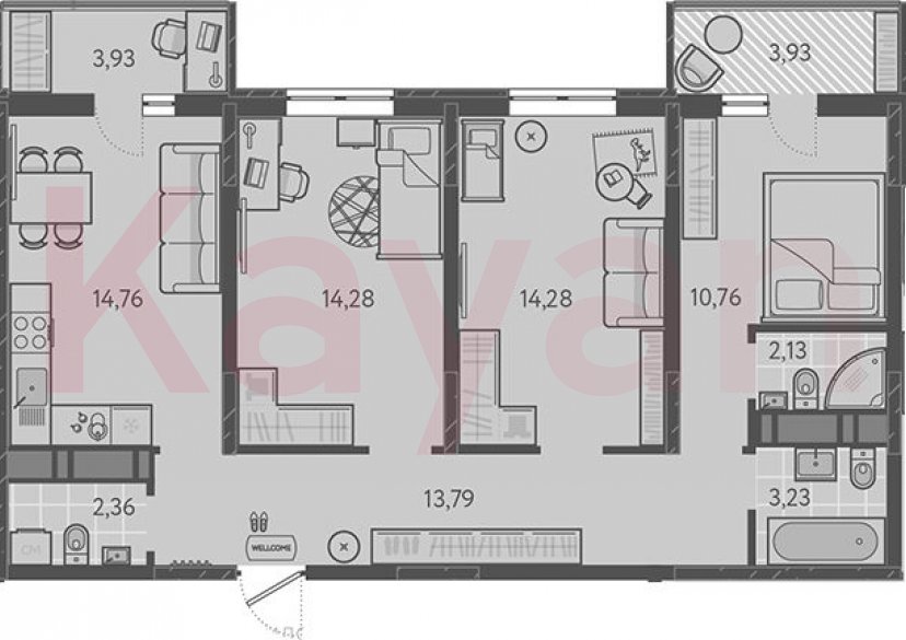 Продажа 3-комн. квартиры, 75.59 кв.м фото 3