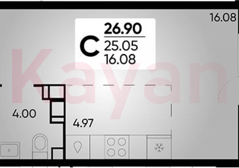 Продажа студии, 26.9 кв.м фото 3