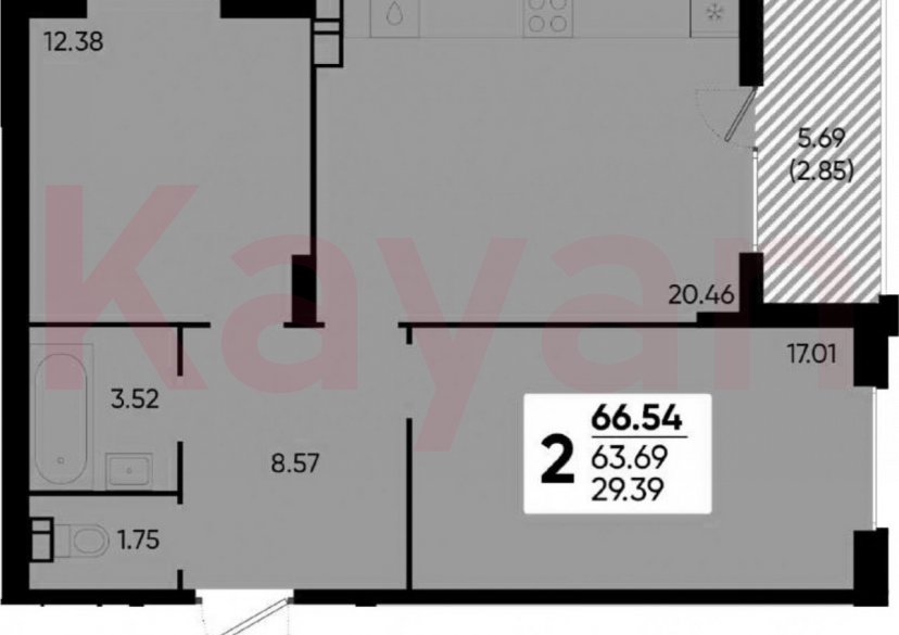 Продажа 2-комн. квартиры, 66.54 кв.м фото 3