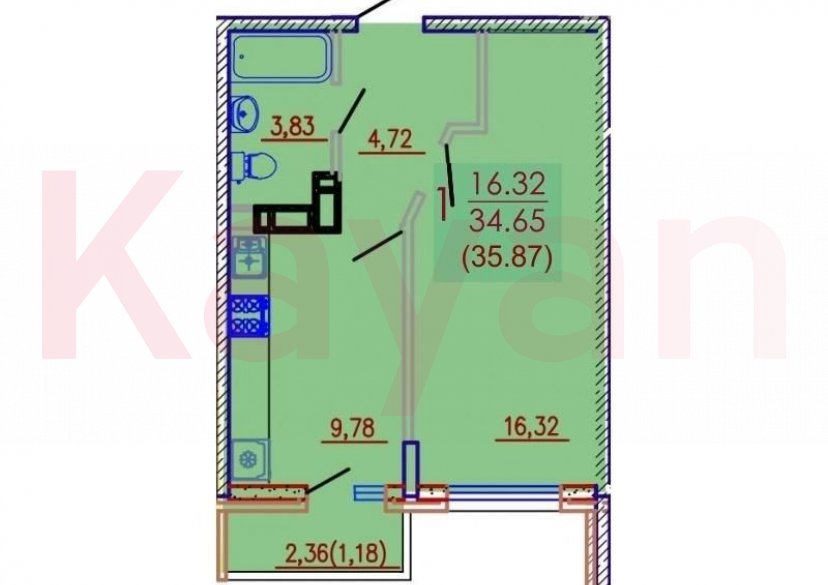 Продажа 1-комн. квартиры, 36 кв.м фото 6