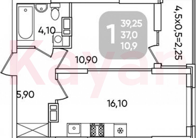 Продажа 1-комн. квартиры, 39.25 кв.м фото 4