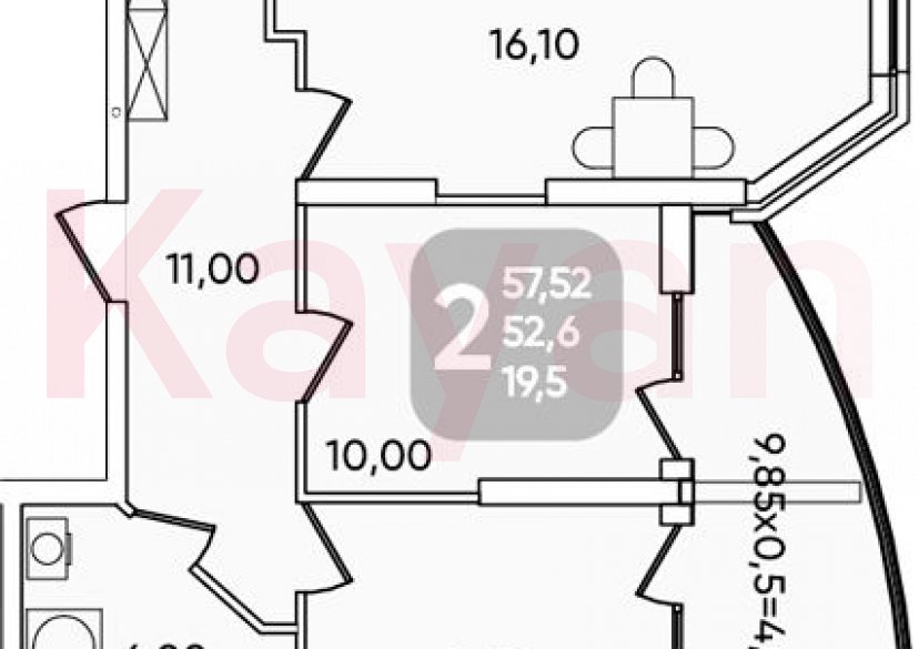 Продажа 3-комн. квартиры, 57.52 кв.м фото 4