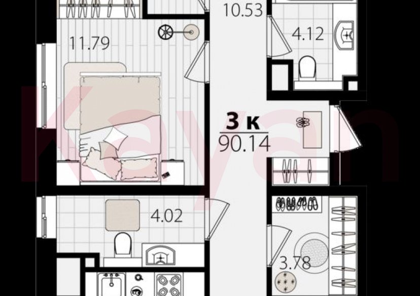 Продажа 3-комн. квартиры, 87.84 кв.м фото 0