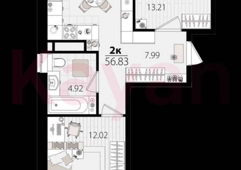 Продажа 2-комн. квартиры, 58.75 кв.м фото 0