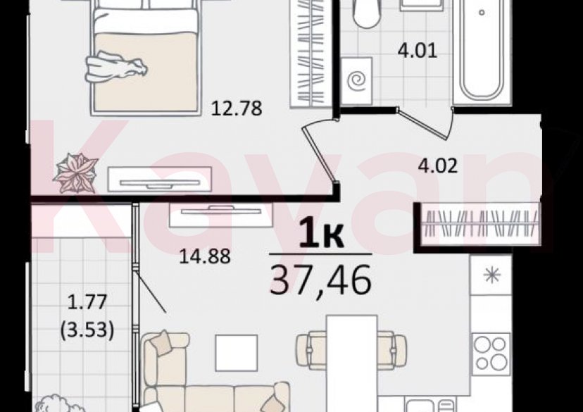 Продажа 1-комн. квартиры, 37.46 кв.м фото 0