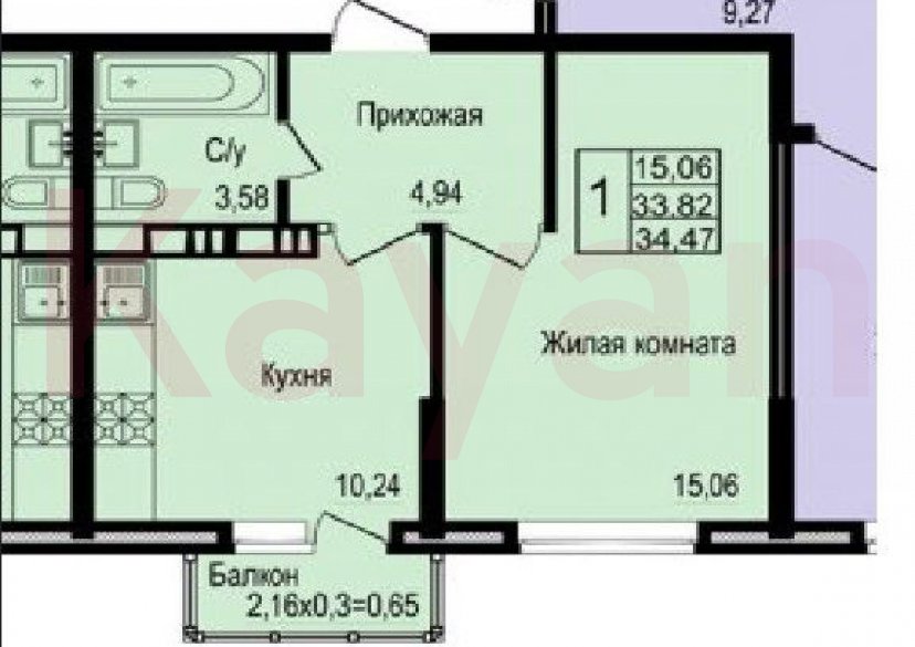 Продажа 1-комн. квартиры, 34 кв.м фото 9