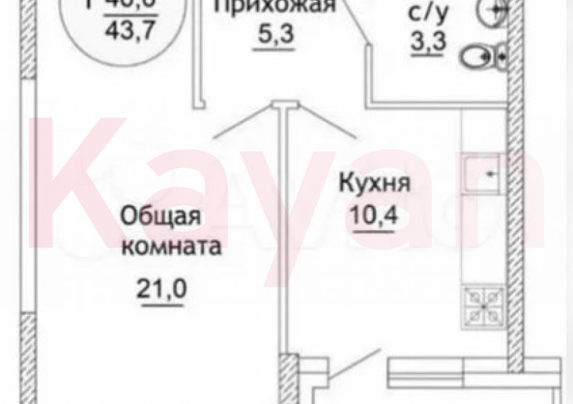 Продажа 1-комн. квартиры, 43.7 кв.м фото 4