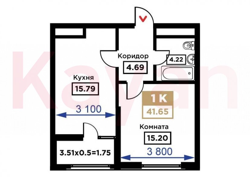 Продажа 1-комн. квартиры, 41.65 кв.м фото 17