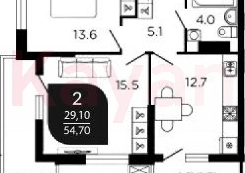 Продажа 2-комн. квартиры, 50.9 кв.м фото 0