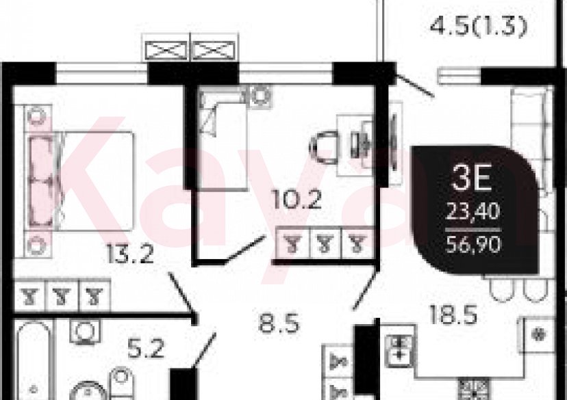 Продажа 3-комн. квартиры, 55.6 кв.м фото 0