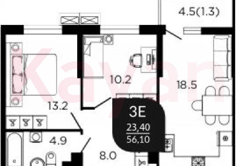 Продажа 3-комн. квартиры, 54.8 кв.м фото 0