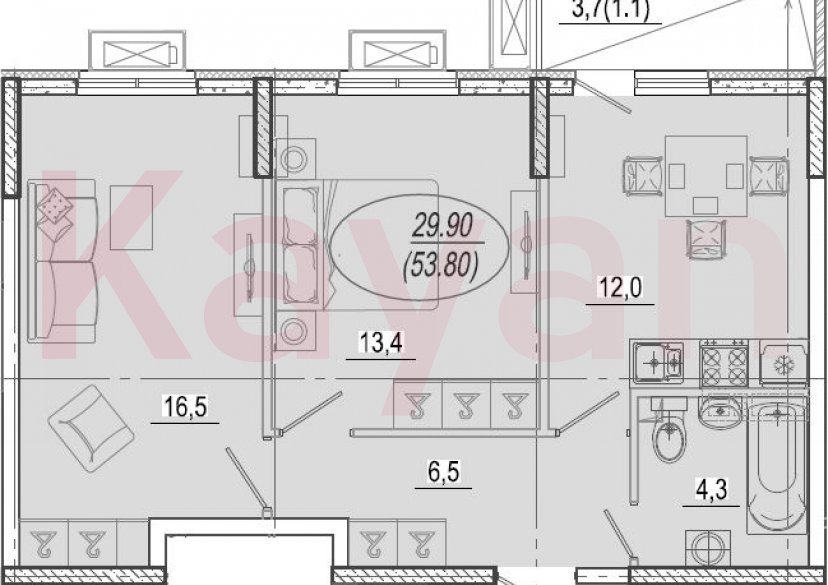 Продажа 2-комн. квартиры, 52.7 кв.м фото 0