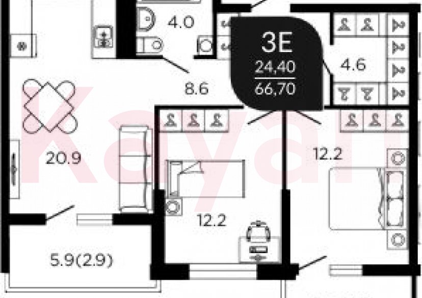 Продажа 3-комн. квартиры, 62.5 кв.м фото 0