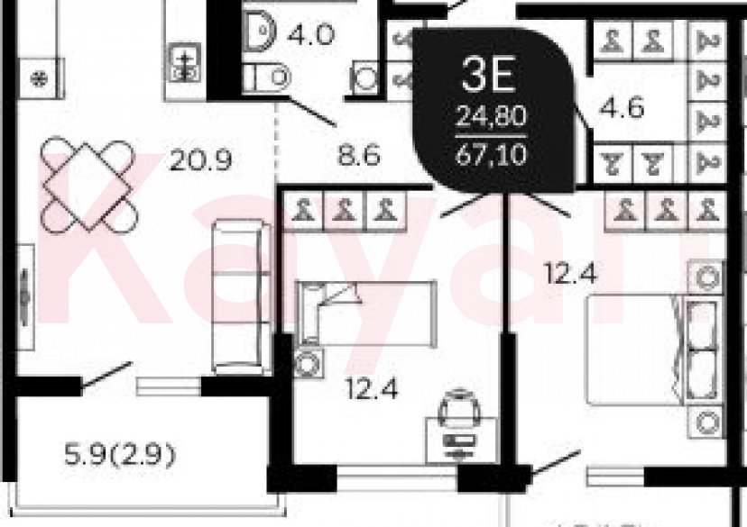 Продажа 3-комн. квартиры, 62.9 кв.м фото 0