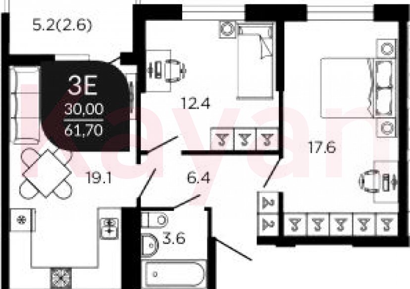 Продажа 3-комн. квартиры, 59.1 кв.м фото 0