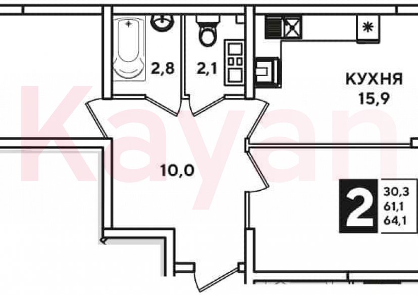 Продажа 3-комн. квартиры, 61.1 кв.м фото 0