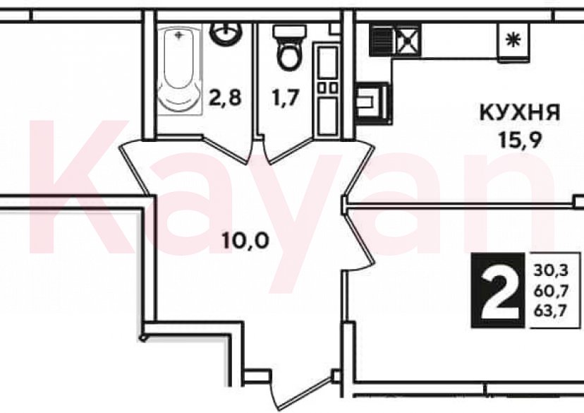 Продажа 3-комн. квартиры, 60.7 кв.м фото 0