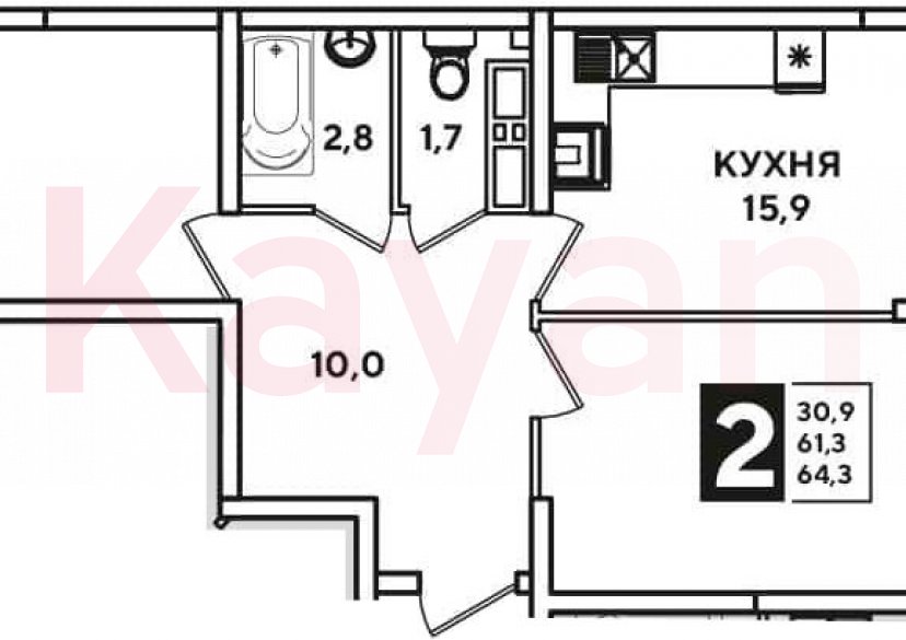 Продажа 3-комн. квартиры, 61.3 кв.м фото 0