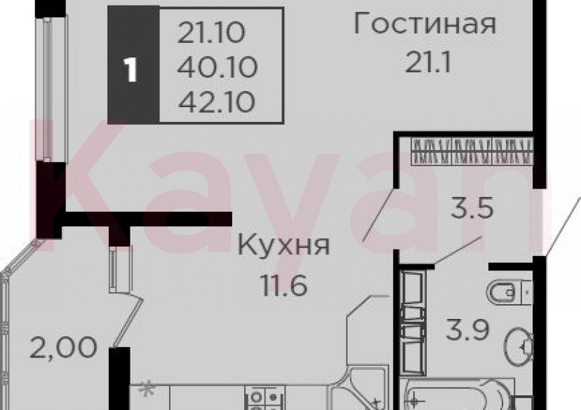 Продажа 1-комн. квартиры, 40.1 кв.м фото 0