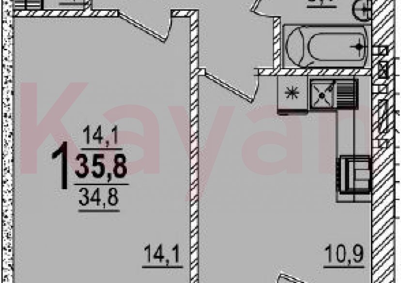 Продажа 1-комн. квартиры, 34.8 кв.м фото 0
