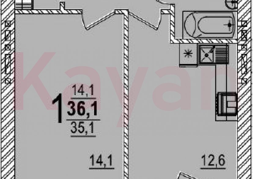 Продажа 1-комн. квартиры, 35.1 кв.м фото 0