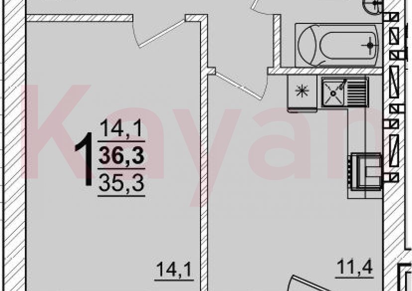 Продажа 1-комн. квартиры, 35.3 кв.м фото 0