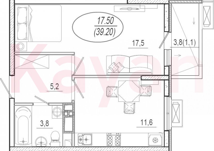 Продажа 1-комн. квартиры, 38.1 кв.м фото 0