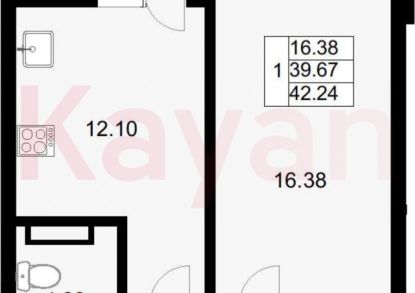 Продажа 1-комн. квартиры, 41.12 кв.м фото 0