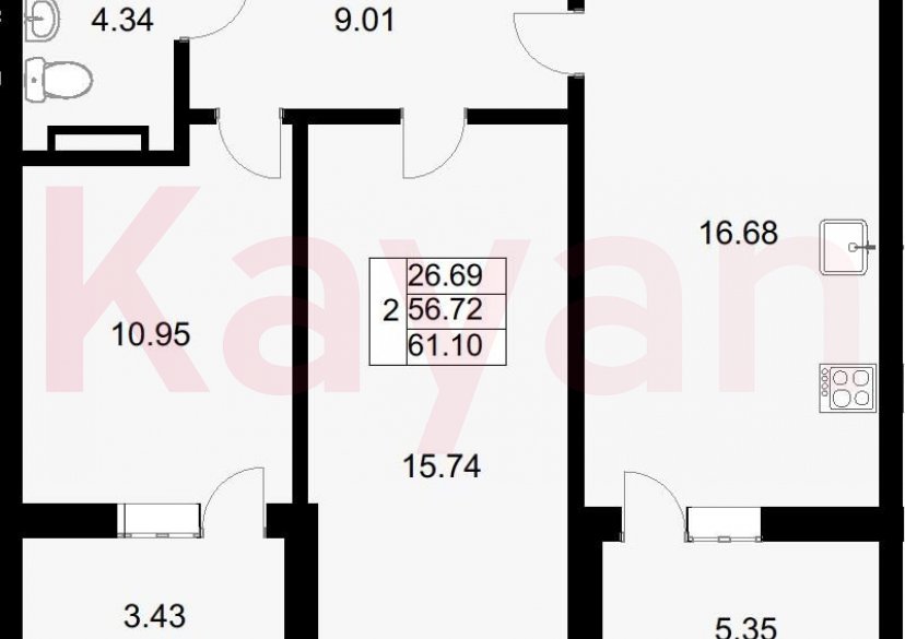 Продажа 3-комн. квартиры, 60.05 кв.м фото 0