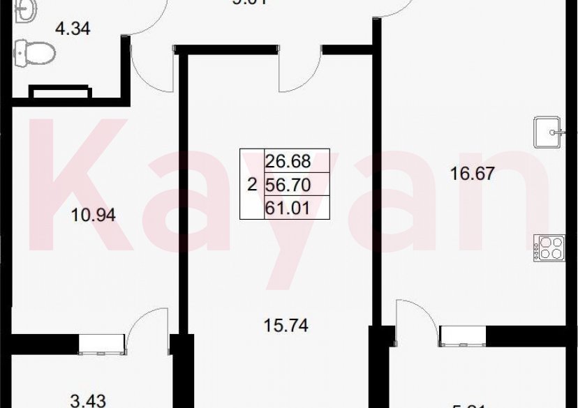 Продажа 3-комн. квартиры, 56.41 кв.м фото 0