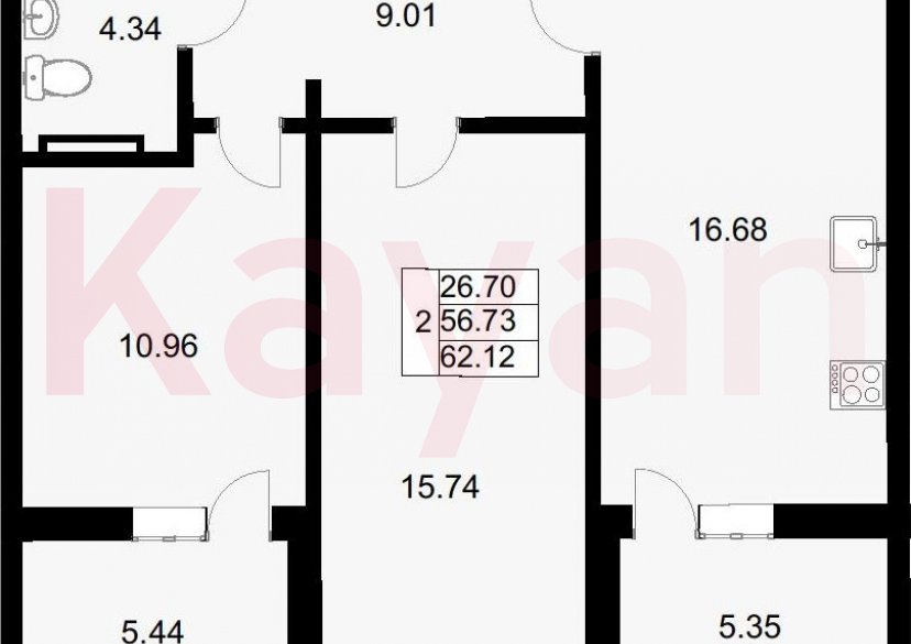 Продажа 3-комн. квартиры, 56.45 кв.м фото 0