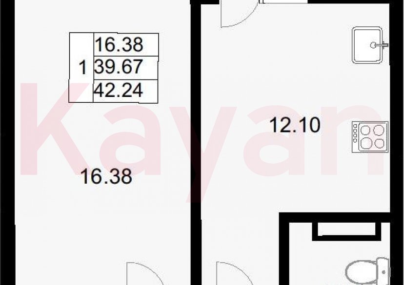 Продажа 1-комн. квартиры, 39.39 кв.м фото 0