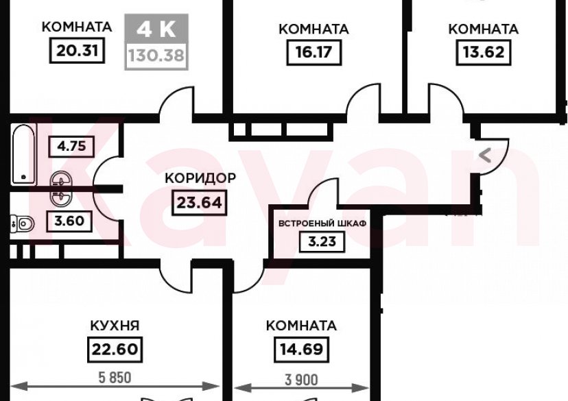 Продажа 4-комн. квартиры, 122.61 кв.м фото 0