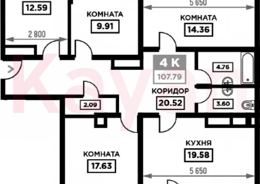 Продажа 4-комн. квартиры, 105.04 кв.м фото 0